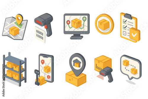 Delivery and logistics 3d icon set. shipping, package tracking 3d-style icons