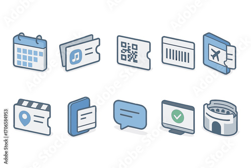 Travel and ticketing 3d icon set. transportation, booking, and calendar icons 3d collection