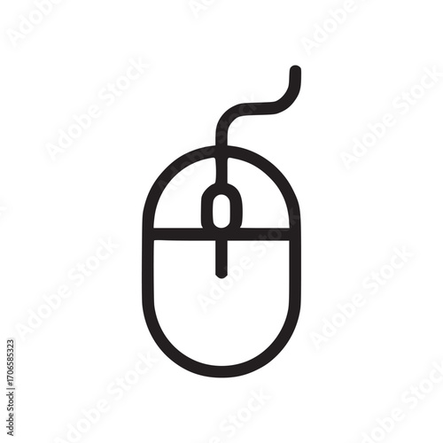 Vector art of a computer mouse icon, representing input device, cursor control, and user interface, conveying a sense of technology and interaction for navigating digital environments