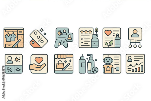 Shopping, e-commerce flat icon set. retail, sales, marketing icons flat collection