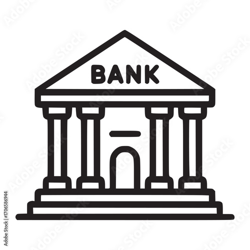 Illustration of a bank building this vector graphic showcases a financial institution, commonly used for banking services and managing money its a simple, modern design