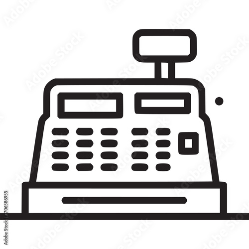 Illustration of a cash register this vector graphic showcases a point of sale system, commonly used for retail transactions and managing sales its a simple, modern design