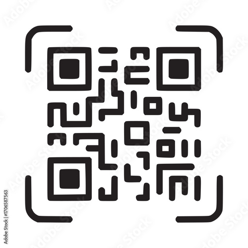 Illustration of a qr code the qr code is black and white and has a simple, minimalist design it is a vector graphic and would be suitable for use in a variety of projects
