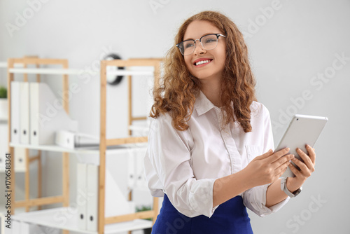 Young businesswoman working...