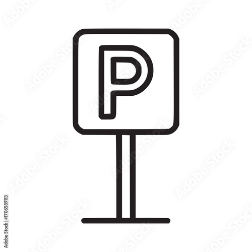 Vector art of parking sign icon vector illustration of a parking sign with the letter p in a simple and modern style perfect for use in web design, mobile apps, and other digital projects