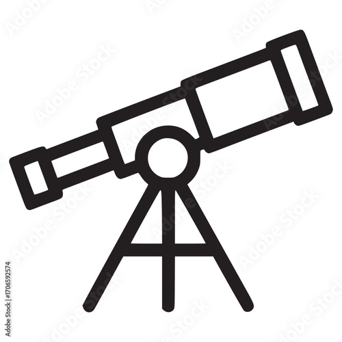 Illustration of a telescope the telescope is drawn in a simple, minimalist style, with clean lines and a focus on the lens and tripod the design is modern and versatile