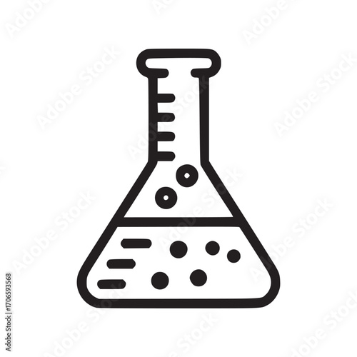 Illustration of a erlenmeyer flask, symbolizing chemistry, experiments, and scientific research, suitable for educational materials and laboratory settings