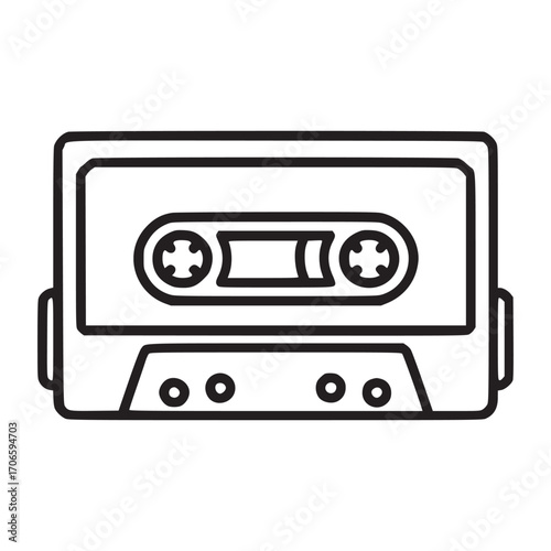 Illustration of a cassette tape this minimalist design captures the essence of retro music and vintage technology, perfect for music, nostalgia, or audio themes its clean lines and simple form make it