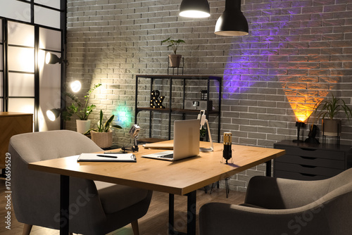 Modern home office interior...