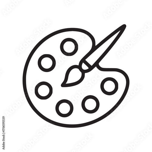 Illustration of an artists palette the simple black line drawing showcases a classic tool for painters, ideal for artrelated projects, creative designs, or educational resources