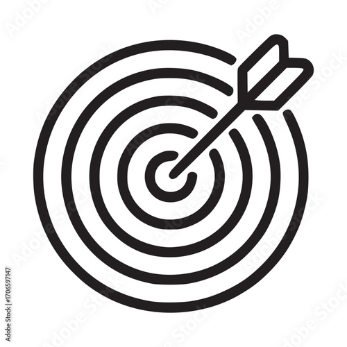 Illustration of a dartboard with dart the dartboard is a symbol of target, goal, and accuracy it can be used to represent a variety of concepts, such as business, marketing, and education