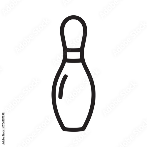 Illustration of a bowling pin, a classic symbol of the sport, depicted in a clean, minimalist style with bold lines and a simple, elegant form, perfect for icons and designs