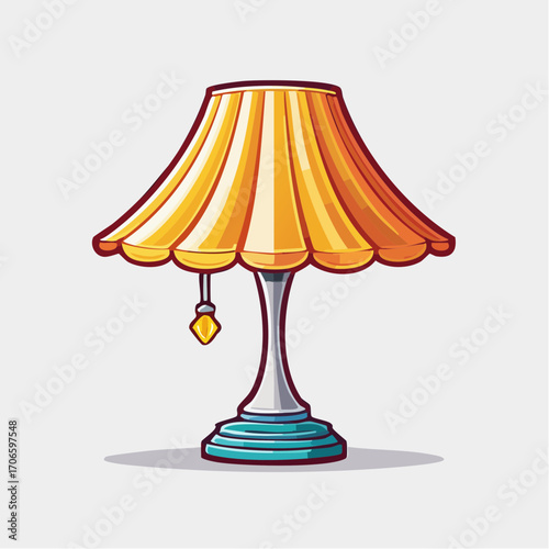 Minimalistische Vektor-Illustration einer Tischlampe mit schrägem Schirm
