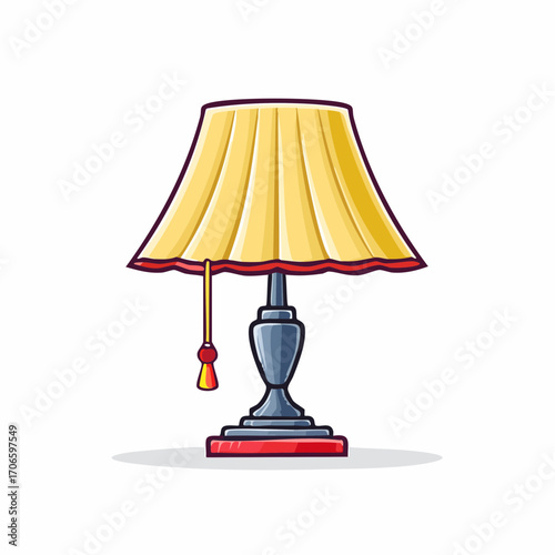 Minimalistische Vektor-Illustration einer Tischlampe mit schrägem Schirm
