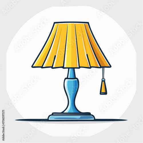 Minimalistische Vektor-Illustration einer Tischlampe mit schrägem Schirm