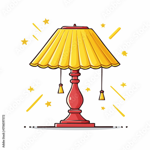 Minimalistische Vektor-Illustration einer Tischlampe mit schrägem Schirm