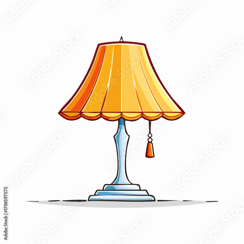 Minimalistische Vektor-Illustration einer Tischlampe mit schrägem Schirm