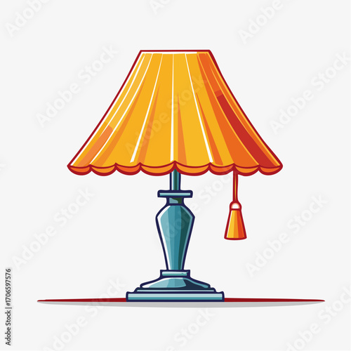 Minimalistische Vektor-Illustration einer Tischlampe mit schrägem Schirm