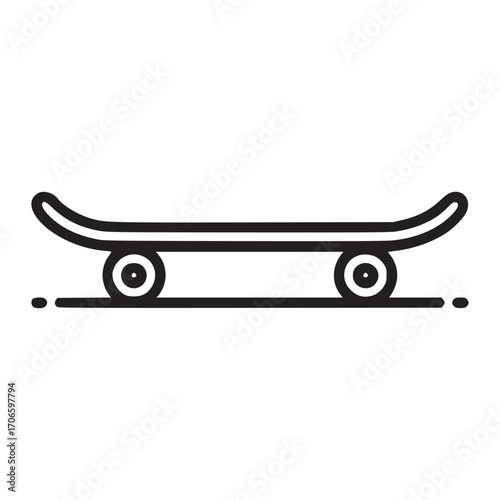 Vector art of minimalist skateboard icon this simple line drawing captures the essence of skateboarding, perfect for logos, app icons, or any design needing a sporty, urban touch its clean lines and m