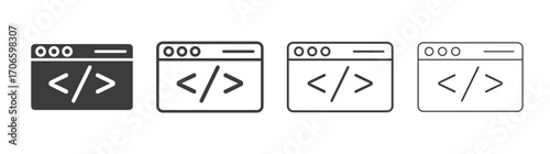 Website UI design vector icon set in black and white color.
