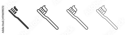 Toothbrush vector icon set in black and white color.