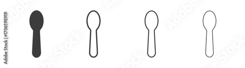 Spoon vector icon set in black and white color.