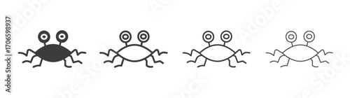 Spaghetti Monster Flying vector icon set in black and white color.