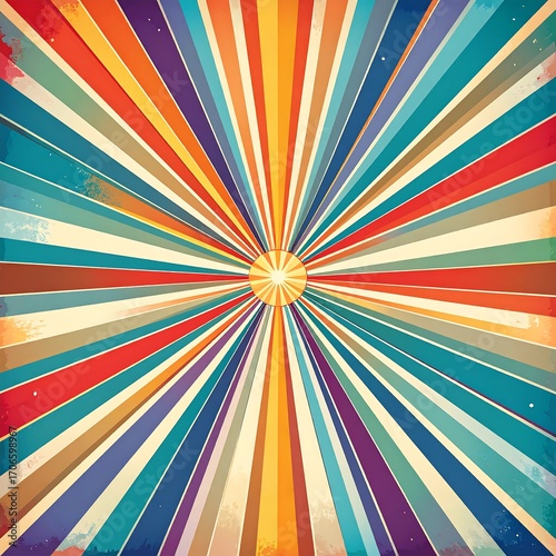 Colorful radial pattern with sunburst effect, textured background