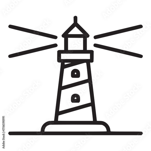 Vector art of minimalist line art illustration of a lighthouse the lighthouse is a symbol of guidance, safety, and hope, commonly associated with maritime themes and coastal navigation