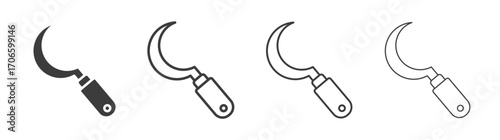 Sickle vector icon set in black and white color.
