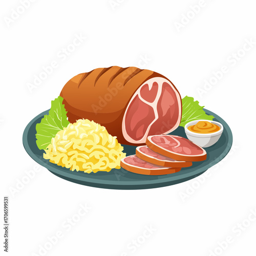 Kassler mit Sauerkraut und Kartoffelpüree