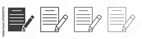 Registration paper vector icon set in black and white color.