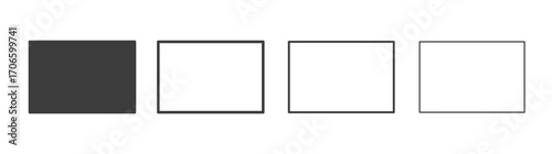 Rectangle panoramic vector icon set in black and white color.