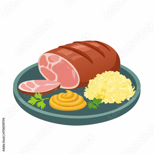 Kassler mit Sauerkraut und Kartoffelpüree