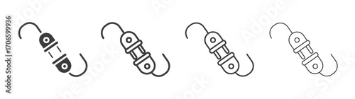 Plug connection vector icon set in black and white color.