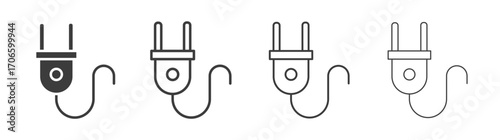 Plug vector icon set in black and white color.
