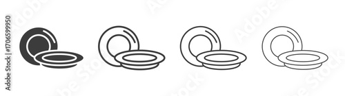 Plates vector icon set in black and white color.