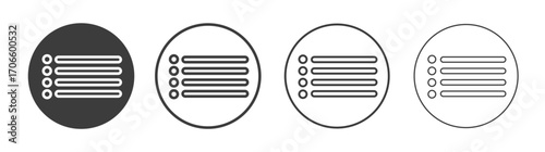 Menu list button vector icon set in black and white color.