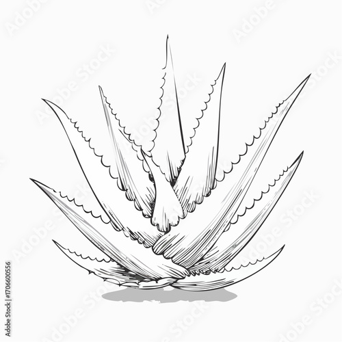 Aloe Vera line art vector illustration