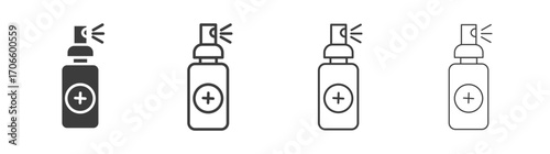 Medical pump vector icon set in black and white color.