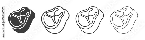 Meat vector icon set in black and white color.