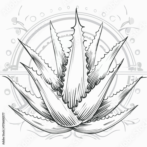 Aloe Vera line art vector illustration