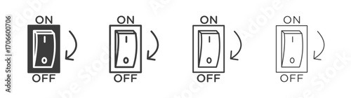 Light switch off vector icon set in black and white color.