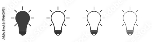 Light bulb vector icon set in black and white color.