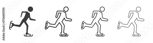 Ice skate vector icon set in black and white color.