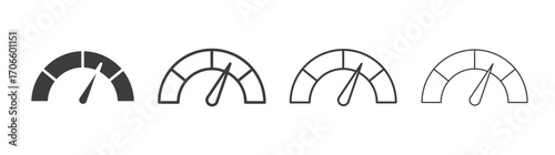 Gauge vector icon set in black and white color.