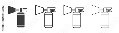 Fire extinguisher vector icon set in black and white color.