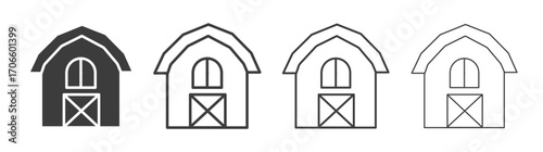 Farm vector icon set in black and white color.