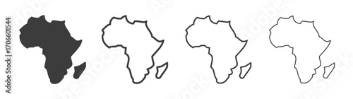 Earth africa vector icon set in black and white color.
