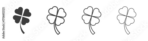 Clover vector icon set in black and white color.